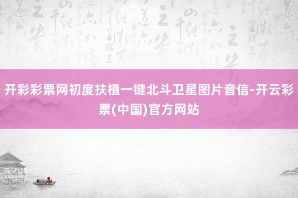 开彩彩票网初度扶植一键北斗卫星图片音信-开云彩票(中国)官方网站