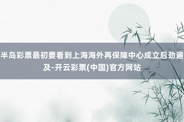 半岛彩票最初要看到上海海外再保障中心成立后劲遍及-开云彩票(中国)官方网站