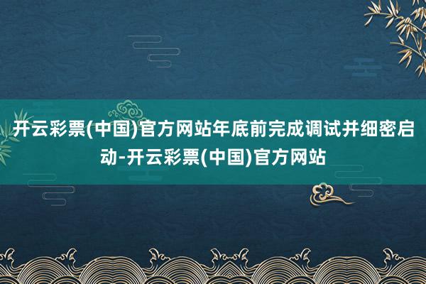 开云彩票(中国)官方网站年底前完成调试并细密启动-开云彩票(中国)官方网站