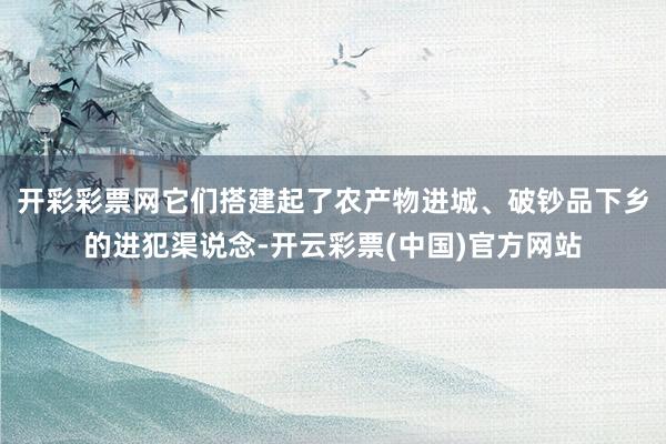 开彩彩票网它们搭建起了农产物进城、破钞品下乡的进犯渠说念-开云彩票(中国)官方网站
