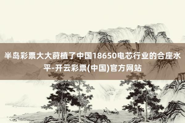半岛彩票大大莳植了中国18650电芯行业的合座水平-开云彩票(中国)官方网站